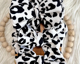 Southern Cow Farm Baby Toddler Adult Shredded Headwrap Headband Bow Nylon