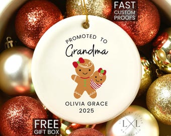 Promoted to Grandma Ornament Personalized New Grandma Keepsake Custom Grandma to Be Ornament Grandma Christmas Gift First Time Grandma