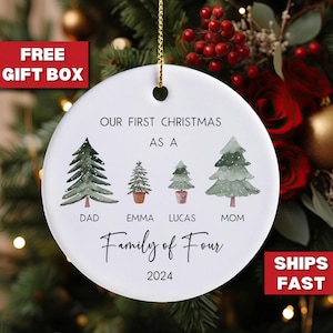 Family of Four Christmas Ornament, Personalized Family of 4 Ornament for Family of Four Keepsake, Custom Family of Four Ornament 2024