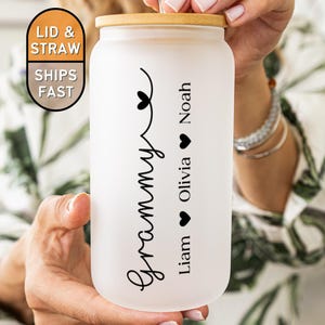 Personalized Grammy Cup Gift from Kids for Mother&#39;s Day Custom Grammy Glass Cup with Kids Names Grammy Coffee Cup for Grammy Gift for Grammy
