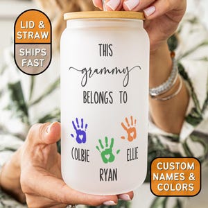 Personalized Grammy Glass Cup, Custom Grammy Cup for Mother&#39;s Day Gift From Grandkids, Custom Grammy Coffee Cup Names Grammy Gift for Grammy