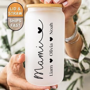 Personalized Mami Cup Gift from Kids for Mother&#39;s Day Cup, Custom Mami Glass Cup with Kids Names, Mami Coffee Cup for Mami Gift for Mami