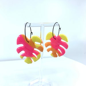 Large Monstera Earrings Bold Bright Beautiful Statement Earrings