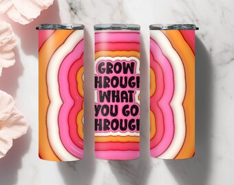 3D Groovy Retro Tumbler Wrap Inspirational Good Vibe Tumbler Wrap 20oz Sublimation Design Digital Instant Download Straight Tapered PNG