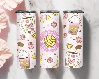 Cafecito Y Chisme Tumbler Wrap, Concha Pan PNG, Pan Dulce Tumbler, Mexican Gifts, Cute Coffee Tumbler, Conchas Mexicanas, Digital Download