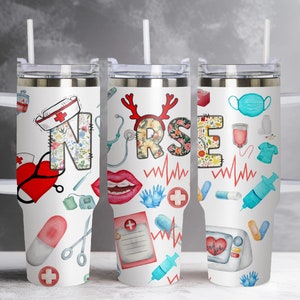 Nurse 40oz Quencher Tumbler Wrap, Nurse Tumbler PNG, Gift for Nurse, 40oz Tumbler Wrap, Nurse Appreciation, Nurse Printable Digital Download