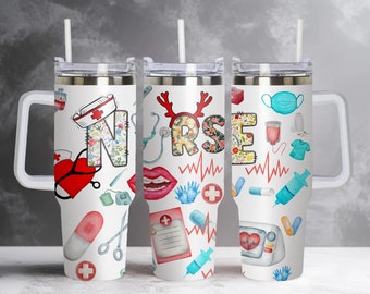 Verpleegkundige 40oz Quencher Tumbler Wrap, Nurse Tumbler PNG, Cadeau voor verpleegkundige, 40oz Tumbler Wrap, Verpleegkundige Waardering, Verpleegkundige Afdrukbare Digitale Download