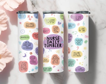 Nurse Daily Tumbler PNG, 20oz Skinny Tumbler Sublimation Design, Nurse Daily Affirmations, Gift for Nurse, Design for Straight Tumbler PNG