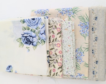 Soft Blue & Cream Quilting Fabric Bundle