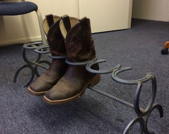 Horse shoe boot rack