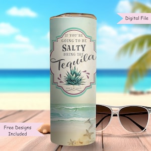 Sarcastic Tumbler Wrap Summer Digital Design 20oz 30oz Sublimation PNG Beach Tumbler Bring the Tequila Funny Adult Alcohol Drink Label