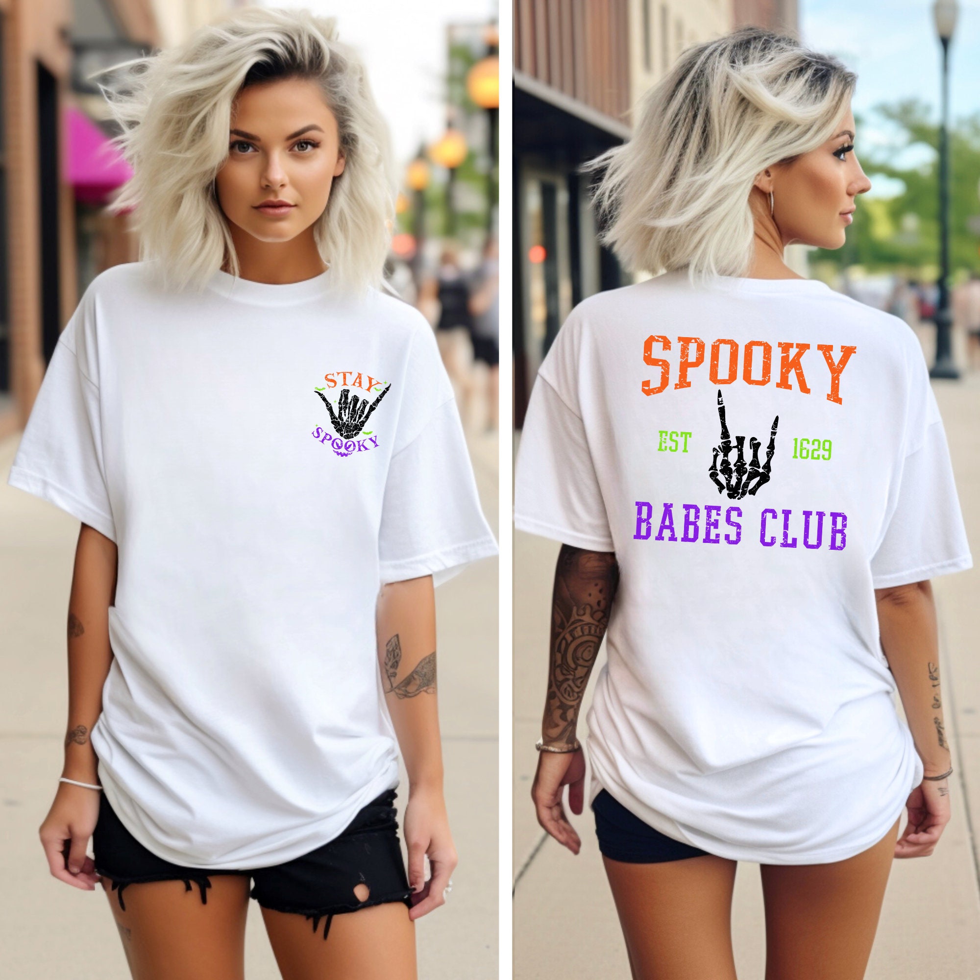 Spooky Babes Club T-shirt Spooky Babes Club Skeleton Hand - Etsy