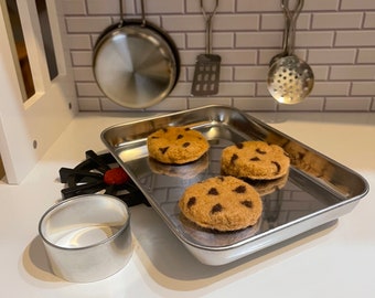 Chocolate Chip Cookie Baking Set - Felt Play Food, Kitchen, Montessori, Sensory Friendly, Quiet toy, Wool, Handmade, Preschool, Pretend