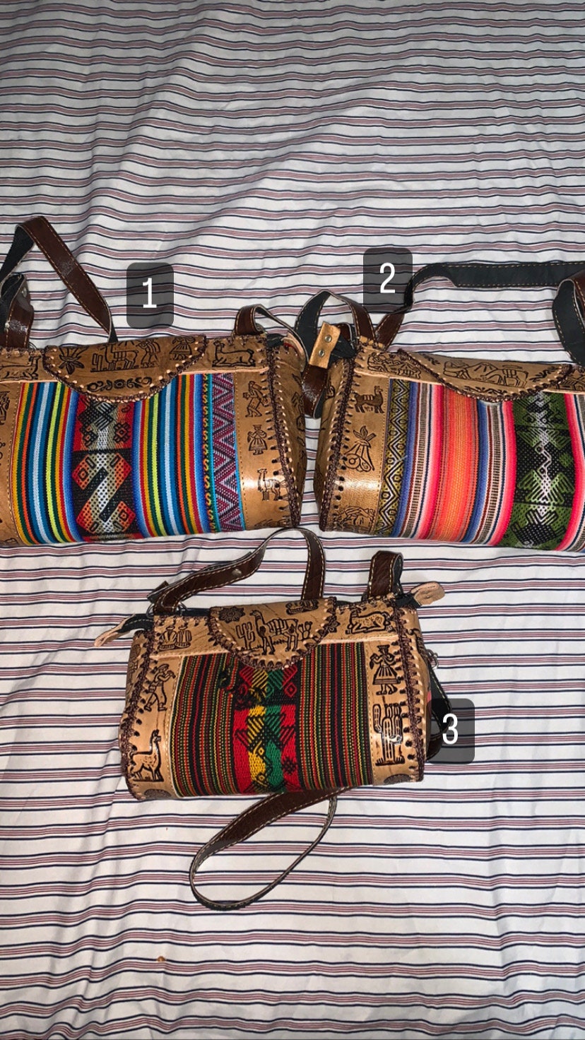 ALIENTO DESIGNS Woven Bucket Bag Drawstring Hand Made in BOLIVIA HIPPIE  BOHO