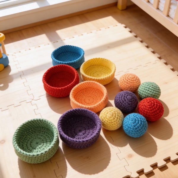 Crochet Color Sorting Toy | Montessori Matching Game | Handmade Baby Toy | Toddler Learning Activity | Quiet Play | Nursery Decor