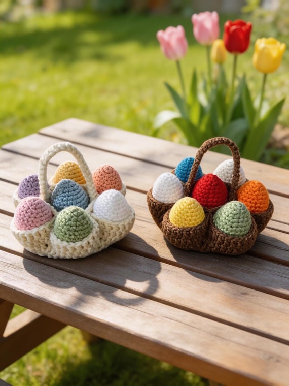 Crochet Easter Egg Basket | Handmade Easter Decor | Spring Basket Decor | Easter Table Centerpiece