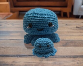 Acrylic Crochet Mama and Baby Octopus Set