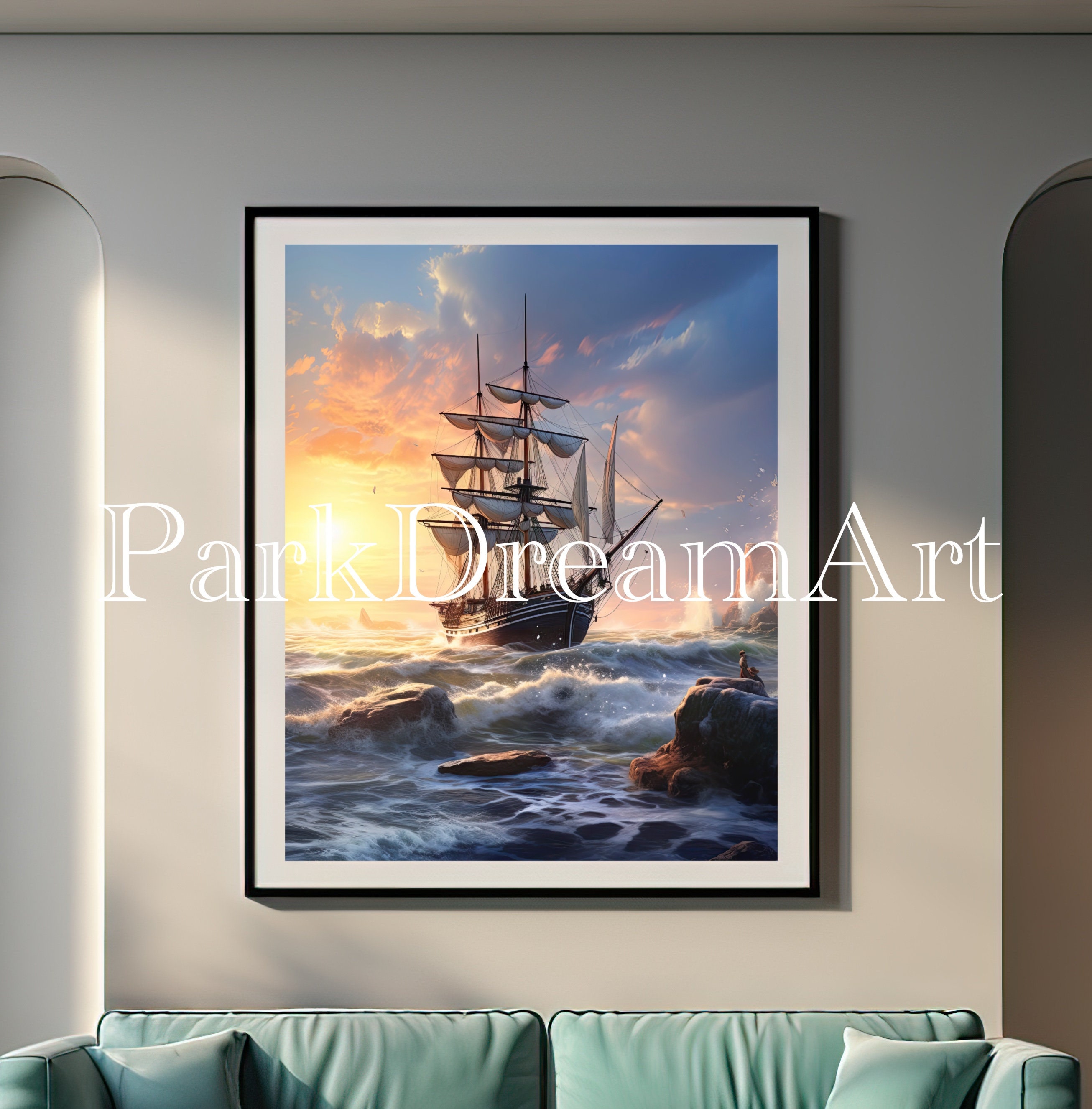 Printable Seascapes Ship Wall Art Landscape Painting - Etsy