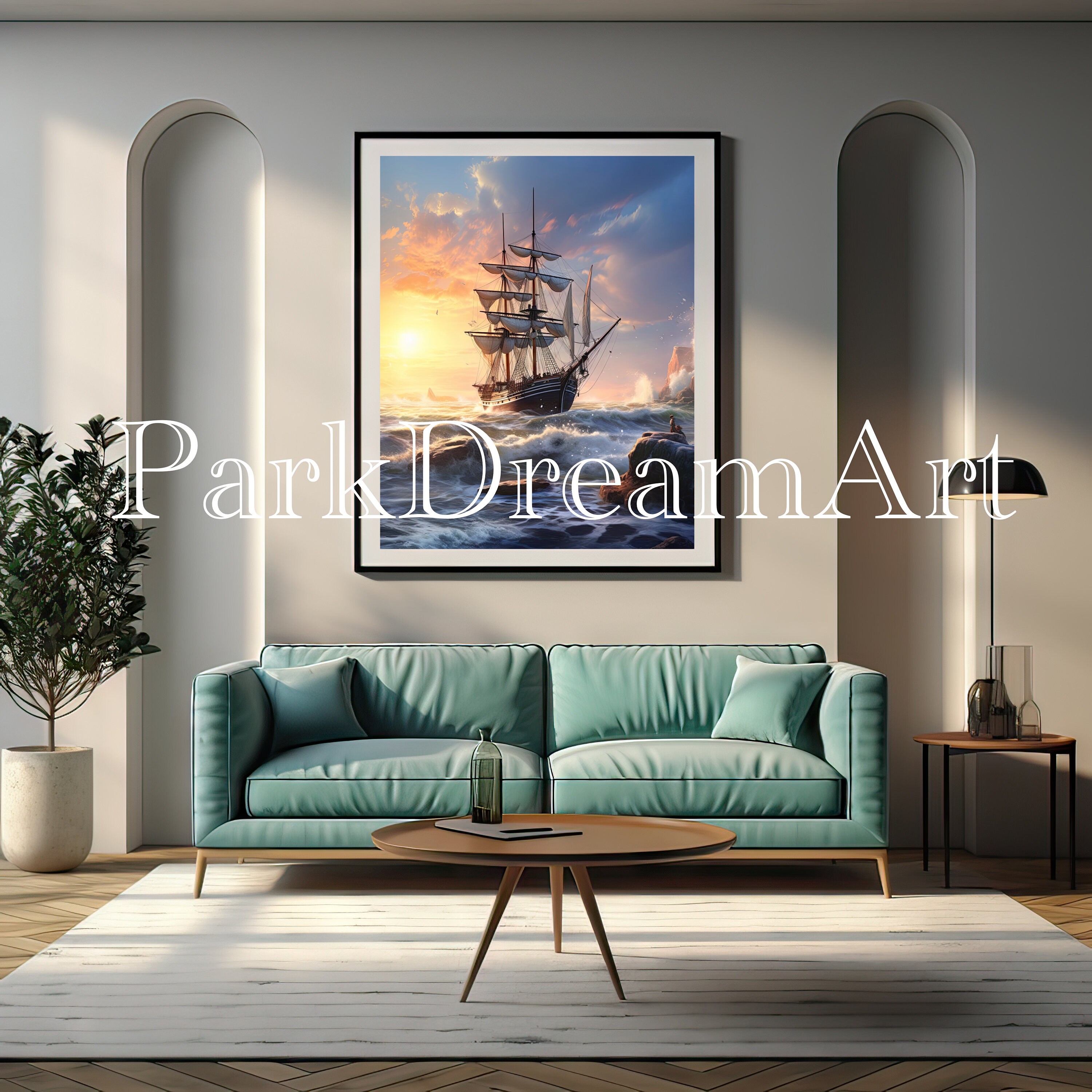 Printable Seascapes Ship Wall Art Landscape Painting - Etsy