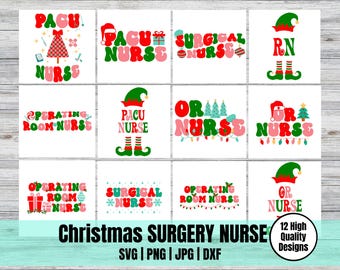 Christmas Nurse SVG Bundle | or, pacu, rn Clip Art (Digital Download)