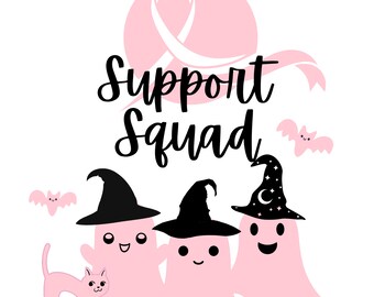 Breast Cancer Support Squad | Halloween Ghosts, Witchy Image (Digital Download)