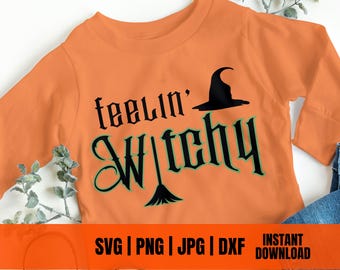 Feelin Witchy SVG | Gothic Halloween Shirt Design (Digital Download)