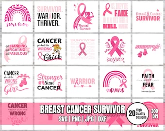 Breast Cancer Survivor SVG Bundle | Awareness Clipart (Digital)