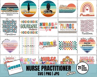 Retro Nurse Practitioner SVG PNG Bundle (Digital Download)