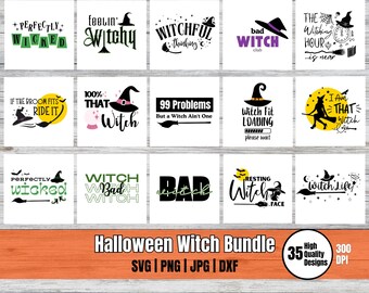 Halloween Witch Designs Bundle (svg, png, jpg, dxf) (Digital Download)