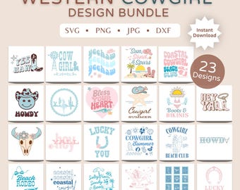 Western Cowgirl SVG Bundle | Country Girl Summer png, dxf, jpg | Coastal Beach Digital Download