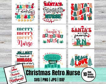 Retro Christmas Nurse SVG Bundle | Groovy RN Clipart (Digital Download)
