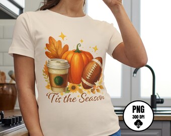Fall Coffee Football PNG | Autumn Sublimation Design (Digital File)