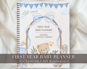 First Year Baby Planner, Printable PDF | Newborn Undated Monthly and Weekly Journal