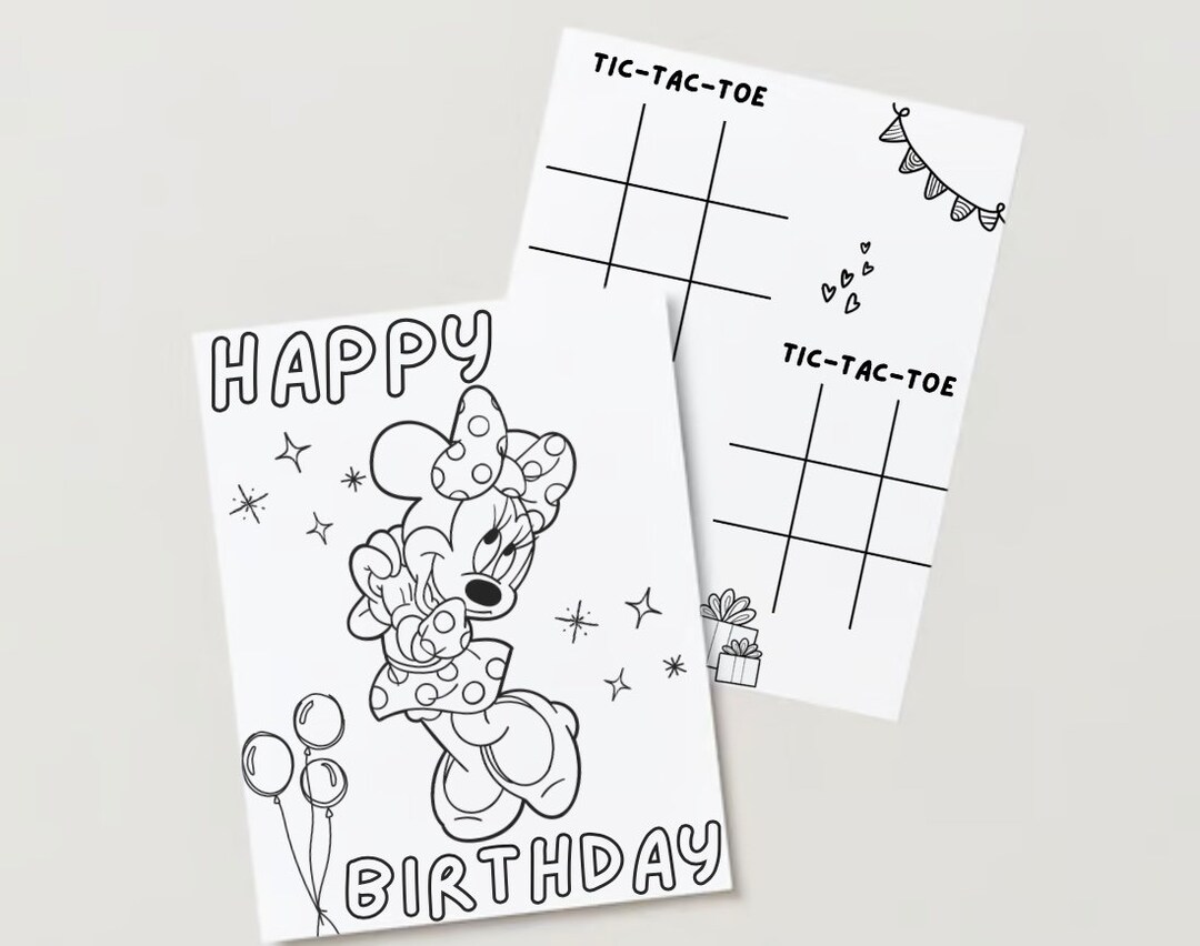 Minnie Mouse Birthday Coloring Pages - Etsy