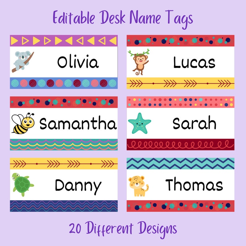 Editable Classroom Desk Name Tags Student Desk Name Labels Etsy