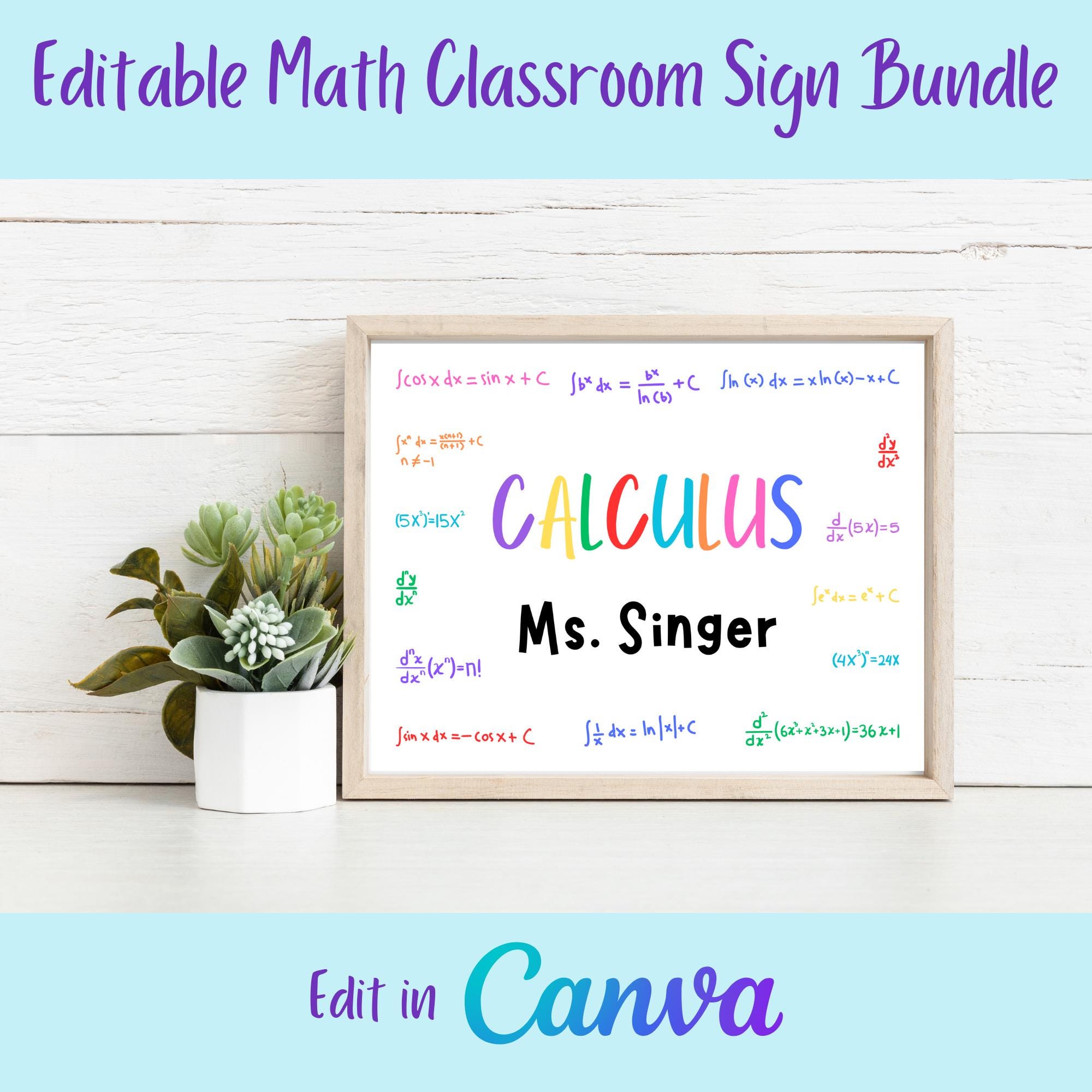 Mathematics Class Labels Bundle, Math Classroom Door Sign, Class Signs ...