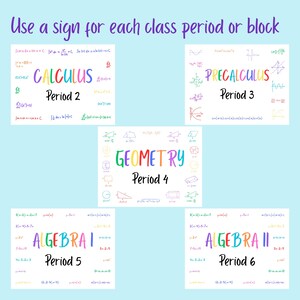 Mathematics Class Labels Bundle, Math Classroom Door Sign, Class Signs ...