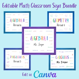 Mathematics Class Labels Bundle, Math Classroom Door Sign, Class Signs ...