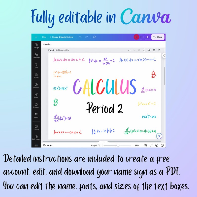 Calculus Math Letters Calculus Classroom Sign, Math Classroom Door Sign, Mathematics Class ...