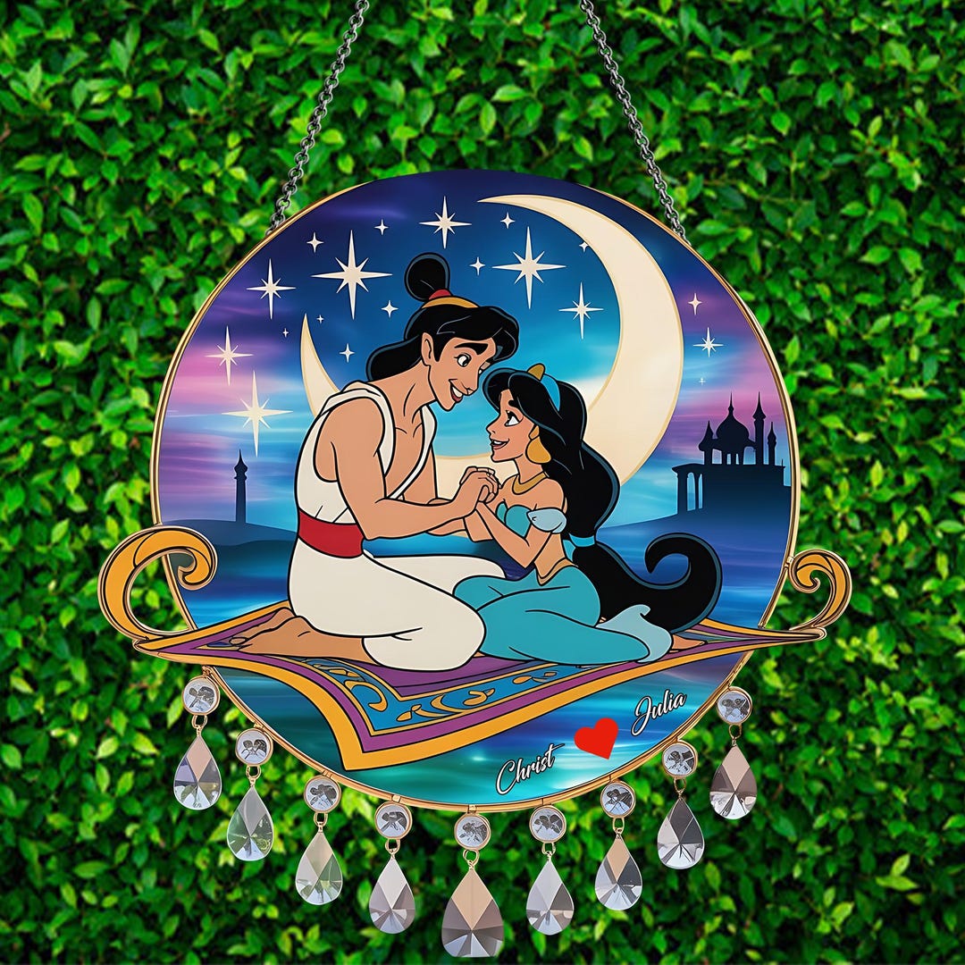 Personalized Disney Aladdin Jasmine Suncatcher, Magic Carpet Stained ...