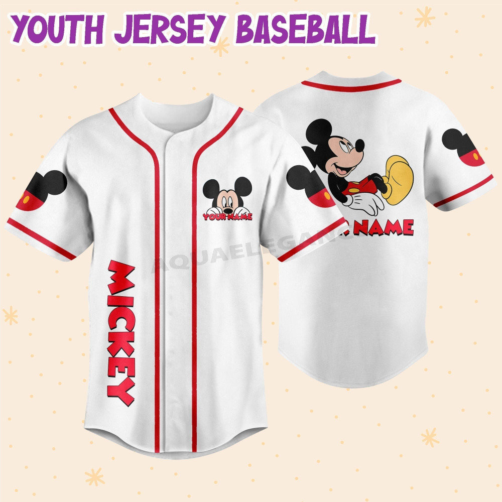 Discover Jersey Mickey Smile Custom Kids, Youth, Adult Disney Baseball Jersey Sports Outfits Cute Gifts