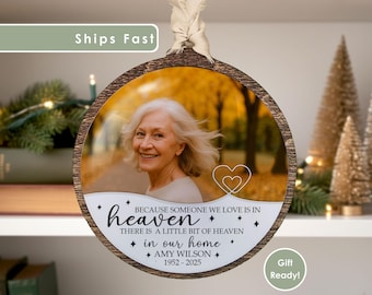 Personalized Memorial Ornament, Custom Photo Keepsake, In Loving Memory Gift for Loss of Loved One, Parent or Grandparent Remembrance