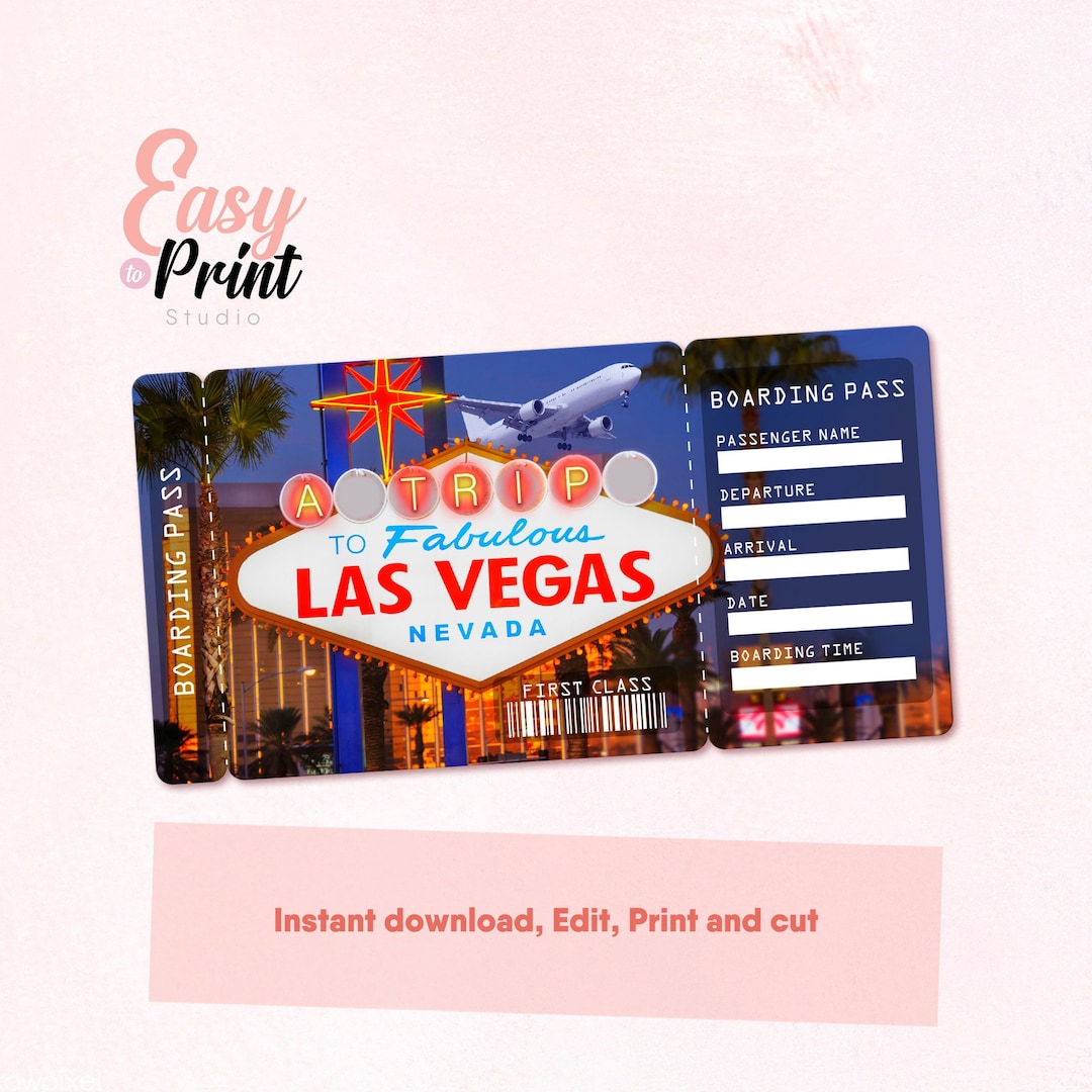 Editable Las Vegas Boarding Pass Printable Personalized DIY Etsy