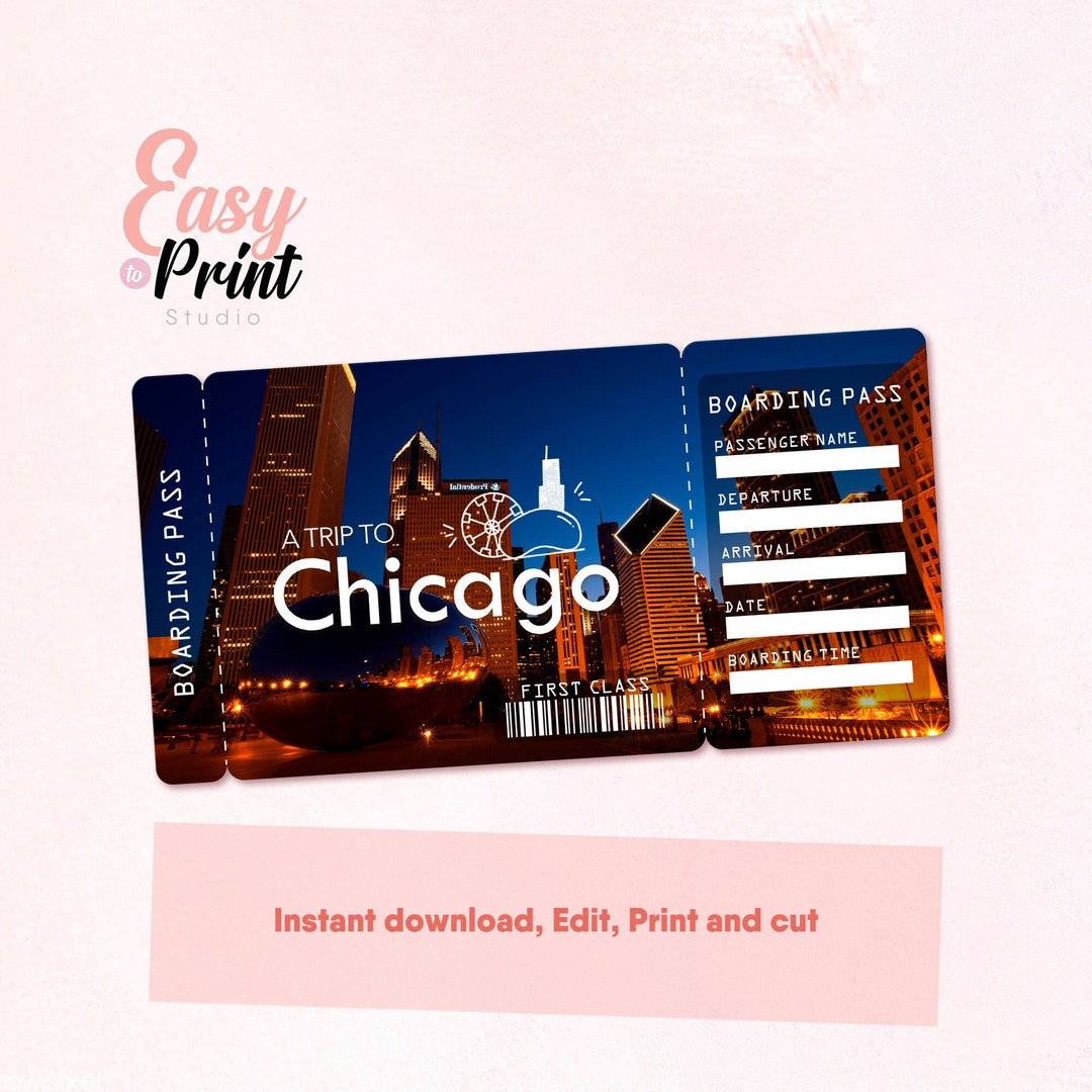 Editable Chicago Boarding Pass Printable Personalized DIY Etsy
