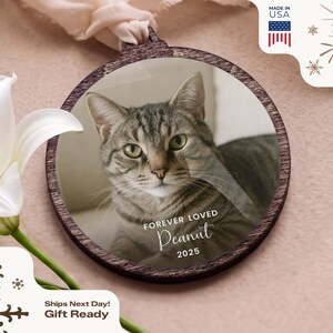 Custom Cat Memorial Ornament 2025, Personalized Pet Loss Photo Keepsake, In Loving Memory Gift for Cat Owner, Rainbow Bridge Ornament