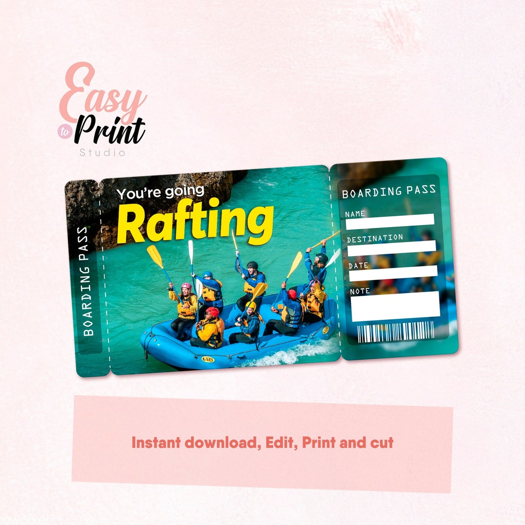 Editable Rafting Boarding Pass Printable Personalized DIY Airline ...