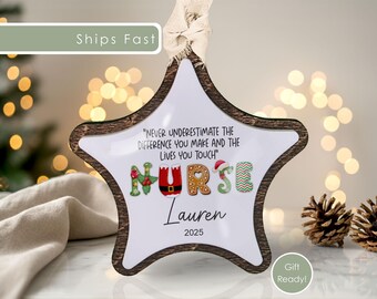 Nurse Thank You Ornament Personalized, Custom Nurse Christmas Ornament 2025, Appreciation Gift for Healthcare Worker or Medical Professional