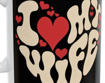 Taza retro "Amo a mi esposa" Regalo cristiano Versículo bíblico Efesios 5:25 Taza Regalo para esposo Regalo de aniversario para esposa Taza de café romántica