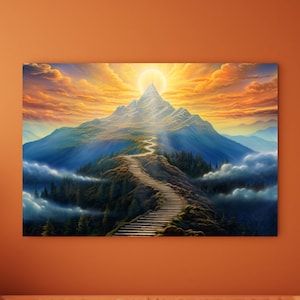 Canvas "Stairway To Heaven" Print, Holiday Gift Idea, Meditation Room Artwork, Christian Theme Living Room Decor, Faith Inspiration Art