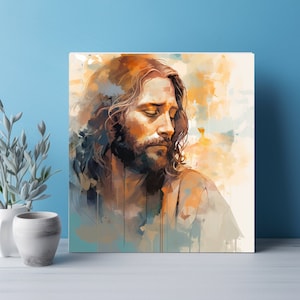 Jesus Portrait Abstract Digital Print, Christian Theme Living Room Art, Religious Inspiration Home Decor, Faith Inspired Instant Download